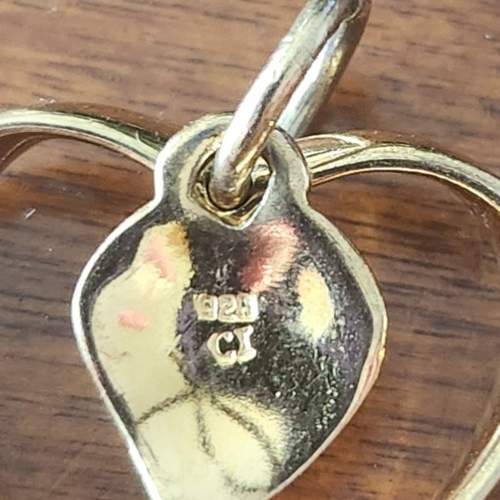 Sterling silver 925 gold plated Heart pendant with movable small heart - Picture 3 of 4